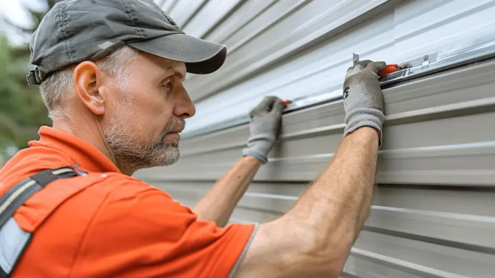 Close-up of a technician adjusting a garage door track during alignment work in Fountain Hills, AZ