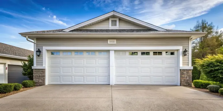 Wide double garage doors on a Paradise Valley home where off-track garage door repair was completed